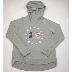 NWT Under Armour Hoodie Womens M Grey Freedom USA Flag Funnel Neck Cowl 1332413